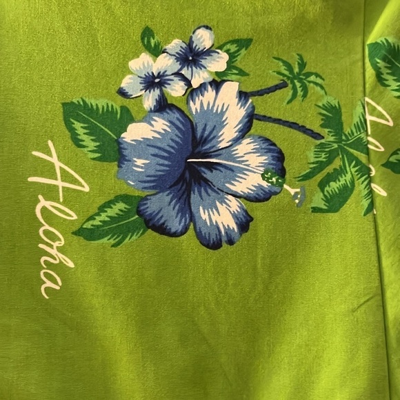 Hollister strapless Hawaiian lime green mini dress with blue flowers. Size Med - Picture 3 of 13